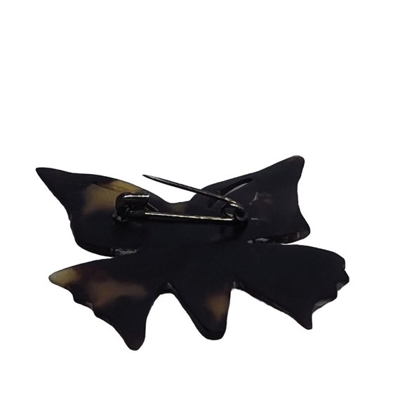 Vintage Thick Plastic Tortoise Shell Butterfly Brooch (5151) - Picture 3 of 5
